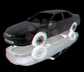 Car Illustrations . 3D illustration. Anaglyph. View with red/cyan glasses to see in 3D.
