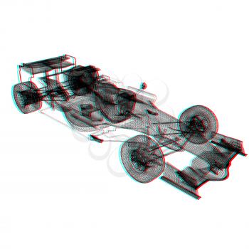 Formula One Mesh. 3D illustration. Anaglyph. View with red/cyan glasses to see in 3D.
