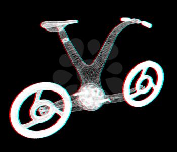 3d modern bike concept. 3D illustration. Anaglyph. View with red/cyan glasses to see in 3D.