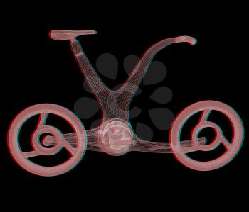 3d modern bike concept. 3D illustration. Anaglyph. View with red/cyan glasses to see in 3D.