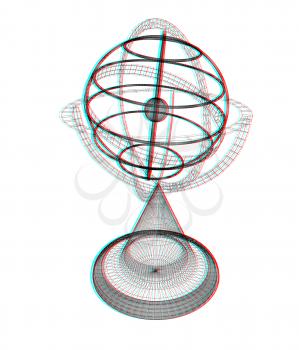 Terrestrial globe model . 3D illustration. Anaglyph. View with red/cyan glasses to see in 3D.