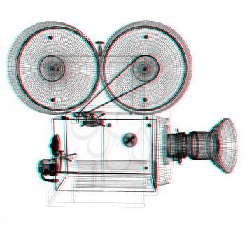 Old camera. 3d render. 3D illustration. Anaglyph. View with red/cyan glasses to see in 3D.