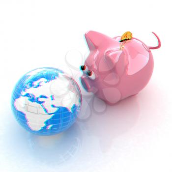 global saving . 3D illustration. Anaglyph. View with red/cyan glasses to see in 3D.