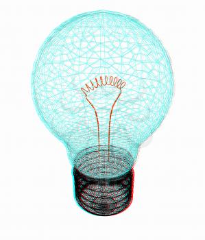 3d bulb icon. 3D illustration. Anaglyph. View with red/cyan glasses to see in 3D.