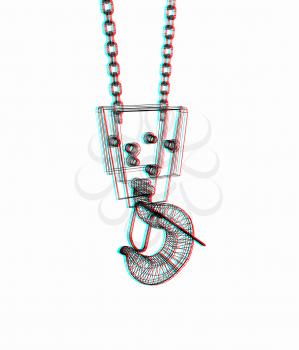 Crane hook. 3D illustration. Anaglyph. View with red/cyan glasses to see in 3D.