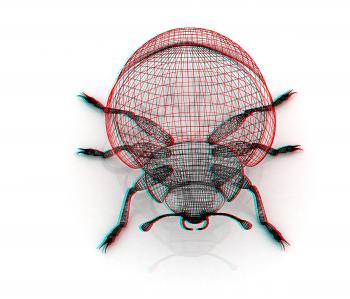 beetle. 3D illustration. Anaglyph. View with red/cyan glasses to see in 3D.