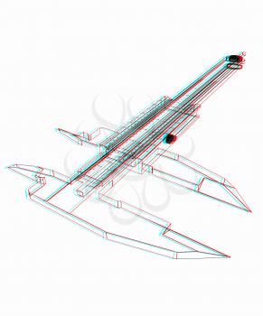 Vernier caliper. 3D illustration. Anaglyph. View with red/cyan glasses to see in 3D.