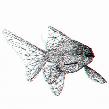 Fish. 3D illustration. Anaglyph. View with red/cyan glasses to see in 3D.