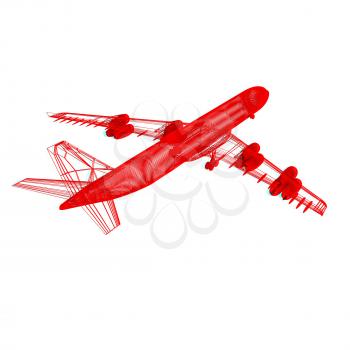Airplane. 3D illustration. Anaglyph. View with red/cyan glasses to see in 3D.
