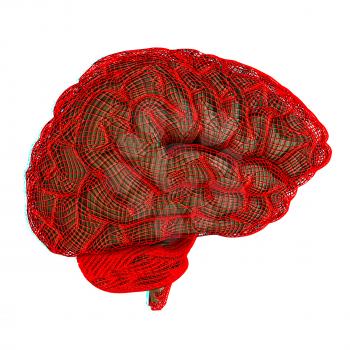 Creative concept of the human brain. 3D illustration. Anaglyph. View with red/cyan glasses to see in 3D.