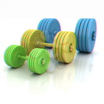 Fitness dumbbells. 3D illustration. Anaglyph. View with red/cyan glasses to see in 3D.