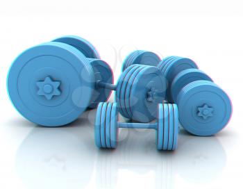 Fitness dumbbells. 3D illustration. Anaglyph. View with red/cyan glasses to see in 3D.