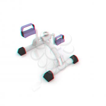Exercise bike - fitness salon equipment. 3D illustration. Anaglyph. View with red/cyan glasses to see in 3D.