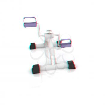 Exercise bike - fitness salon equipment. 3D illustration. Anaglyph. View with red/cyan glasses to see in 3D.