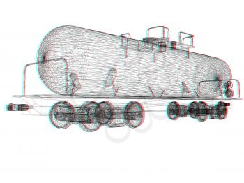 3D model cistern car. 3D illustration. Anaglyph. View with red/cyan glasses to see in 3D.