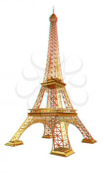 3d Eiffel Tower render. 3D illustration. Anaglyph. View with red/cyan glasses to see in 3D.