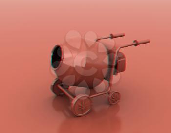 Concrete mixer. 3D illustration. Anaglyph. View with red/cyan glasses to see in 3D.