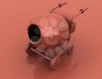 Concrete mixer. 3D illustration. Anaglyph. View with red/cyan glasses to see in 3D.