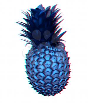 Abstract pineapple. 3D illustration. Anaglyph. View with red/cyan glasses to see in 3D.