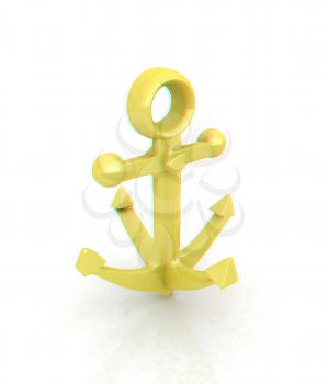 anchor. 3D illustration. Anaglyph. View with red/cyan glasses to see in 3D.