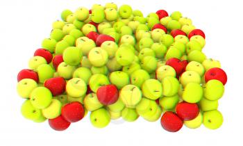 apples isolated on white. 3D illustration. Anaglyph. View with red/cyan glasses to see in 3D.