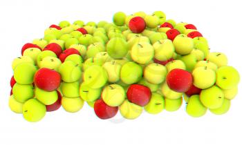 apples isolated on white. 3D illustration. Anaglyph. View with red/cyan glasses to see in 3D.