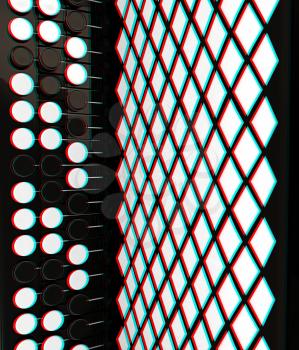 Musical instruments - bayan, close-up. 3D illustration. Anaglyph. View with red/cyan glasses to see in 3D.