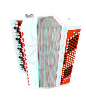 Musical instruments - bayan. 3D illustration. Anaglyph. View with red/cyan glasses to see in 3D.