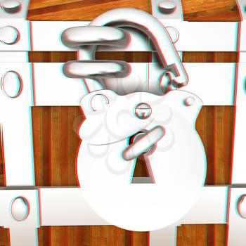 The chest - close-up. 3D illustration. Anaglyph. View with red/cyan glasses to see in 3D.