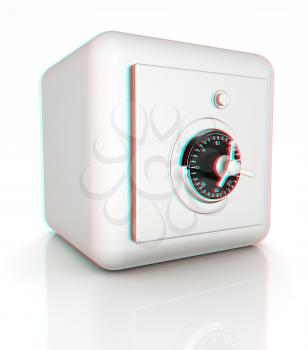 illustration of security concept with metal safe. 3D illustration. Anaglyph. View with red/cyan glasses to see in 3D.