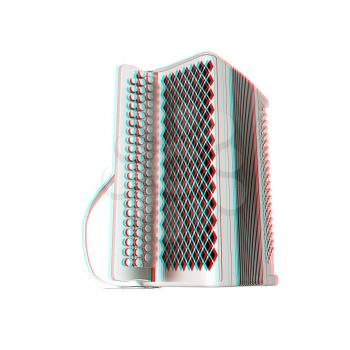 Musical metal icon instruments - bayan. 3D illustration. Anaglyph. View with red/cyan glasses to see in 3D.