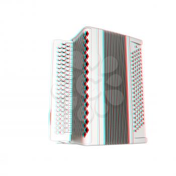 Musical metal icon instruments - bayan. 3D illustration. Anaglyph. View with red/cyan glasses to see in 3D.