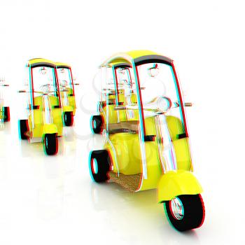 scooters. 3D illustration. Anaglyph. View with red/cyan glasses to see in 3D.