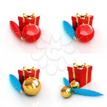Set of Beautiful Christmas gifts. 3D illustration. Anaglyph. View with red/cyan glasses to see in 3D.
