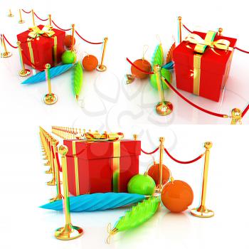 Set of Beautiful Christmas gifts. 3D illustration. Anaglyph. View with red/cyan glasses to see in 3D.