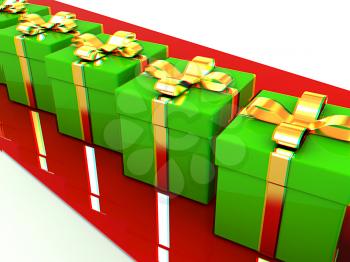 gifts box. 3D illustration. Anaglyph. View with red/cyan glasses to see in 3D.