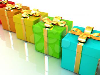 colorful gifts box. 3D illustration. Anaglyph. View with red/cyan glasses to see in 3D.