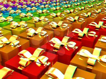 gifts box. 3D illustration. Anaglyph. View with red/cyan glasses to see in 3D.