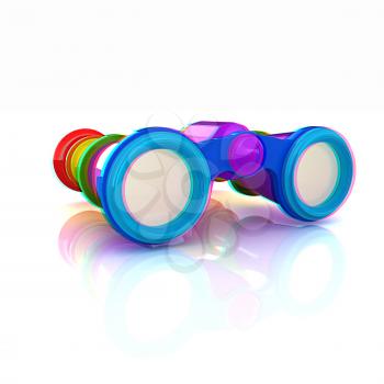 binoculars. 3D illustration. Anaglyph. View with red/cyan glasses to see in 3D.