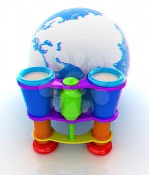 Worldwide search concept with Earth. 3D illustration. Anaglyph. View with red/cyan glasses to see in 3D.