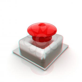 Emergency Button 3d icon. 3D illustration. Anaglyph. View with red/cyan glasses to see in 3D.