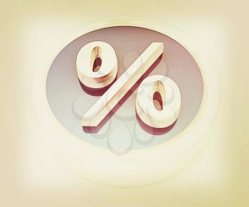 Button percent on a white background . 3D illustration. Vintage style.