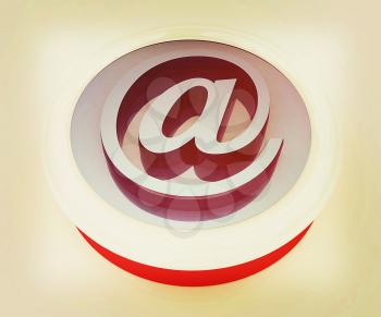 Button email Internet push on a white background. 3D illustration. Vintage style.