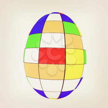 Easter egg on a white background. 3D illustration. Vintage style.