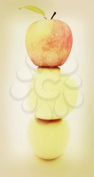 Spa still life from apples on a white background. 3D illustration. Vintage style.