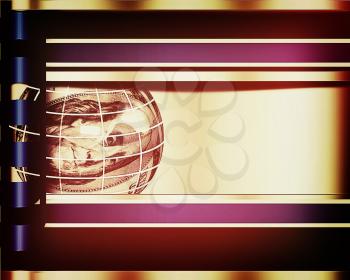 Abstract business background with sphere from dollar . 3D illustration. Vintage style.