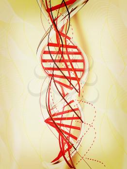 DNA structure model background . 3D illustration. Vintage style.