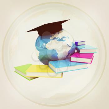 Global Education button on a white background. 3D illustration. Vintage style.