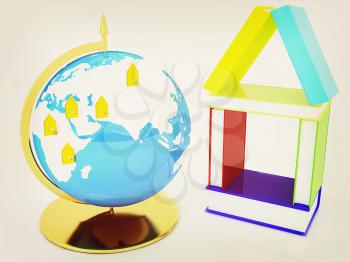 Business concept. Globally. On a white background. 3D illustration. Vintage style.