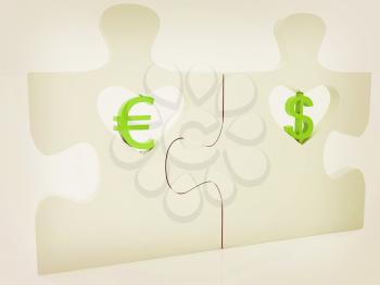 currency pair on a white background. 3D illustration. Vintage style.